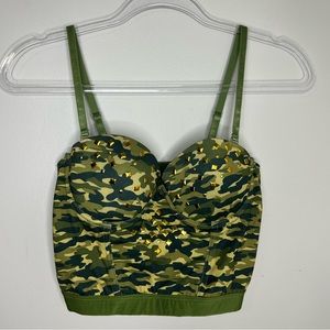 Pucker up! Camo and gold grommet bralette/bustier/corset. Size medium.